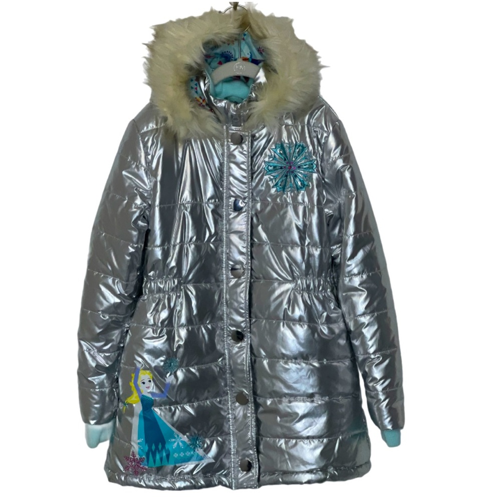 🩶Disney Frozen Metallic Puffer Jacket